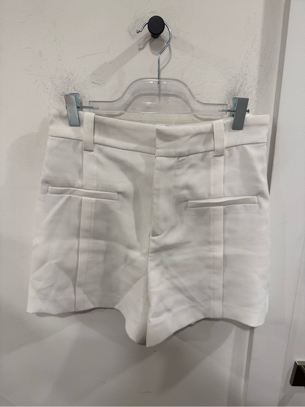 Zara White High-Rise Tailored Shorts